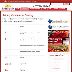 Knitting Abbreviations Glossary