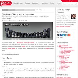 DSLR Lens Terms and Abbreviations - Articles and Tips