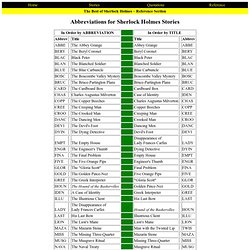 Abbreviations for Sherlock Holmes Story Titles