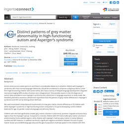 Distinct patterns of grey matter abnormality in high-functioning autism and Asperger's syndrome