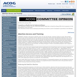Abortion Access and Training - ACOG