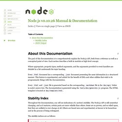 About this Documentation Node.js v0.8.14 Manual