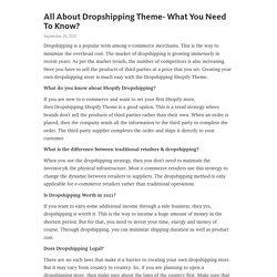All About Dropshipping Theme- What You Need To Know?