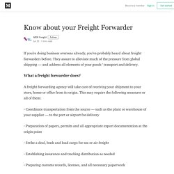 Know about your Freight Forwarder - MGR Freight - Medium