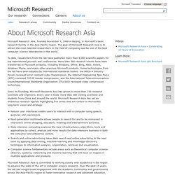 About Microsoft Research Asia