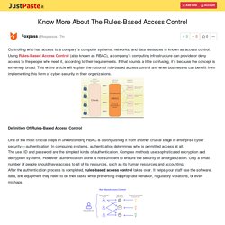 Know More About The Rules-Based Access Control