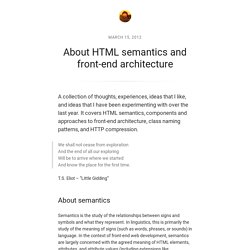 About HTML semantics and front-end architecture