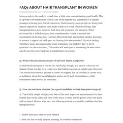 FAQs ABOUT HAIR TRANSPLANT IN WOMEN – Telegraph