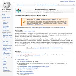 Liste d'abréviations en médecine - Wikipédia