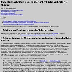 Diplomarbeiten u.a. wissenschaftliche Arbeiten / Theses - Wolf-Fritz Riekert