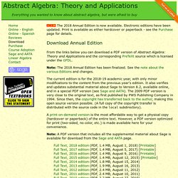 Abstract Algebra: Theory and Applications (A Free Textbook)