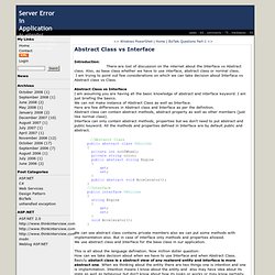 Abstract Class vs Interface