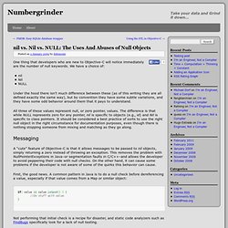 nil vs. Nil vs. NULL: The Uses And Abuses of Null Objects