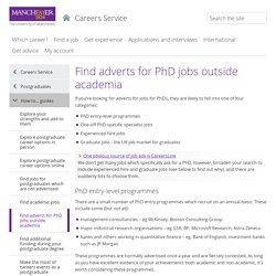 Find adverts for PhD jobs outside academia (The University of Manchester)