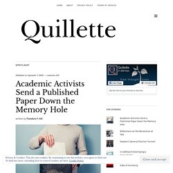 Academic Activists Send a Published Paper Down the Memory Hole