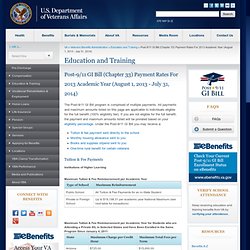 Post-9/11 GI Bill (Chapter 33) Payment Rates For 2013 Academic Year (August 1, 2013 - July 31, 2014) - Education and Training