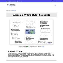 Academic Style: key features in academic writing style