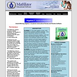 Award-Winning Algebra 1 Academic Instructional Review and Practice Software