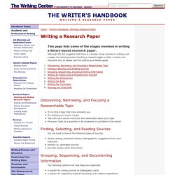Academic and Professional Writing: Writing a Research Paper