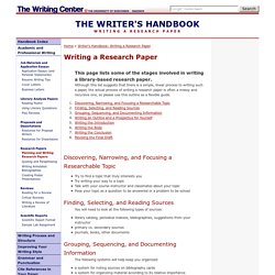 Common Writing Assignments: Writing a Research Paper