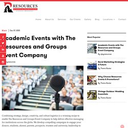 Academic Events with The Resources and Groups Event Company