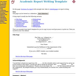 Academic Report Writing Template