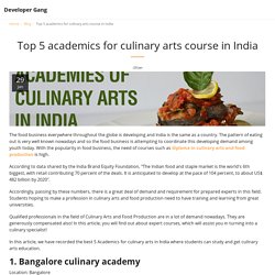 Top 5 academics for culinary arts course in India - Developer Gang