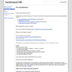 For Academics - Sentiment140 - A Twitter Sentiment Analysis Tool