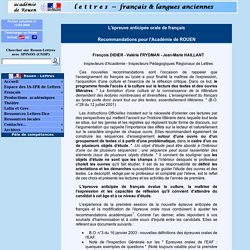 Recommandations des IPR de l'académie de Rouen