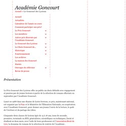 Académie Goncourt - Le Goncourt des Lycéens