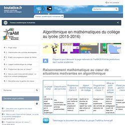 Travaux académiques mutualisés (TraAM) - Groupe de l'académie de Rennes 2015-2016