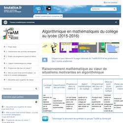 Travaux académiques mutualisés (TraAM) - Groupe de l'académie de Rennes 2015-2016