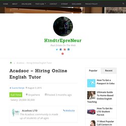 Acadsoc - Hiring Online English Tutor