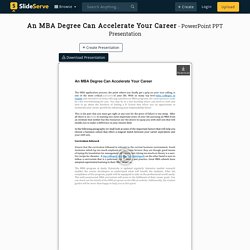 An MBA Degree Can Accelerate Your Career