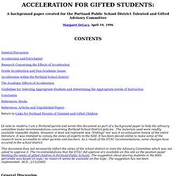 ACCELERATION FOR GIFTED STUDENTS: