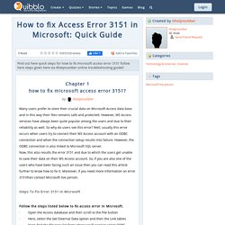 How to fix Access Error 3151 in Microsoft: Quick Guide