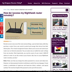 Access my Nighthawk router remotely