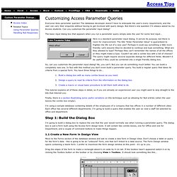Access Tips Custom Parameter Dialogs