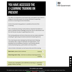 YOU HAVE ACCESSED THE E-LEARNING TRAINING ON PREVENT