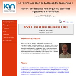 Actes - 6e Forum Européen de l'Accessibilité Numérique Placer l’accessibilité numérique au cœur des systèmes d’information