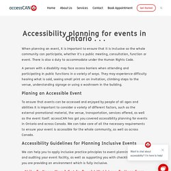 Accessibility planning for events in Ontario