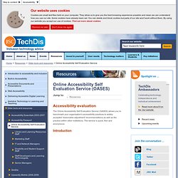User Needs - Auditing - Online Accessibility Self Evaluation Service