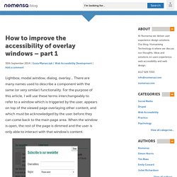 How to improve the accessibility of overlay windows – part 1