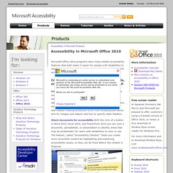 Accessibility in Microsoft Office 2010