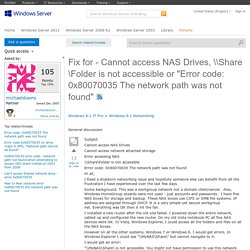 Fix for - Cannot access NAS Drives, \\Share\Folder is not accessible or "Error code: 0x80070035 The network path was not found"