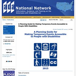 A Planning Guide for Making Temporary Events Accessible to People With Disabilities