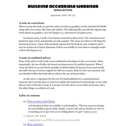 ‘Building Accessible Websites’ serialization