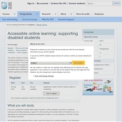 H810 - Accessible online learning: supporting disabled students - Open University Course
