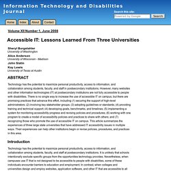 ITD Journal: Accessible IT: Lessons Learned From Three Universities