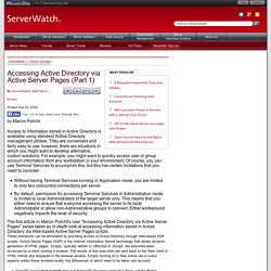 Accessing Active Directory via Active Server Pages (Part 1) — ServerWatch.com